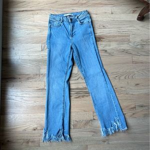Zara Frayed Hem Ankle Jeans